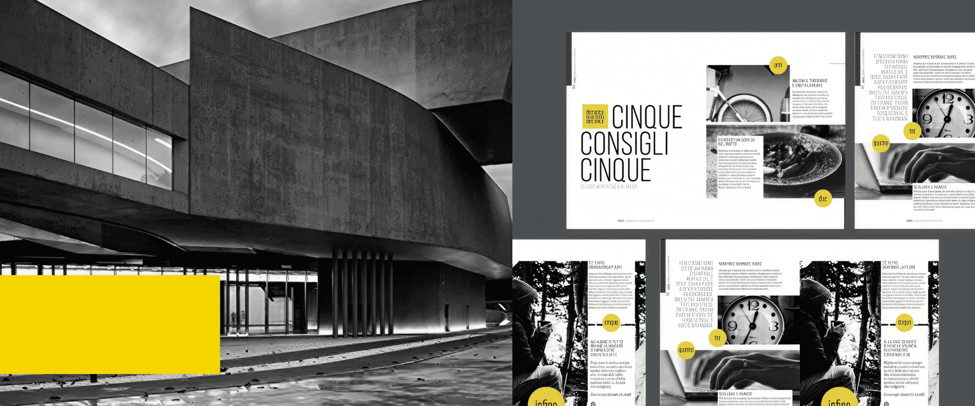 Banner grafico orizzontale per gallery creativa, presentazione portfolio lavori, layout moderno per progetti visivi professionali e studio di design